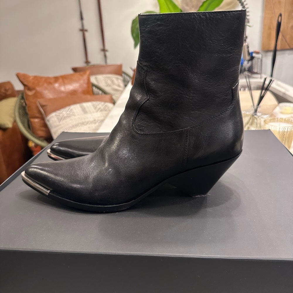 Celine Black Leather Pointed Toe Boots - Picture 3 of 4